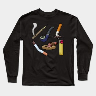 Pixel Smoking Elements Long Sleeve T-Shirt